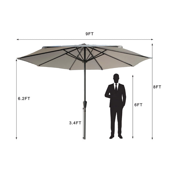 English Elm 9' Outdoor Aluminum Market Umbrella Uv 50 Plus Vented Canopy with Crank Tilt Patio W2911P277284