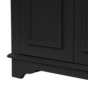 English Elm 24" Matte Single Sink Vanity Solid Poplar Frame Gold Hardware Soft Close Cabinet Black N710P389449B