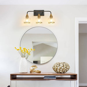 English Elm 23" Three Light Matte Black Brass Vanity Sconce with Clear Glass for Bath or Bedroom W1340P266137