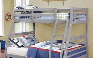 English Elm Modern Twin-Over-Full Bunk Bed with Angled Ladder, Solid Hardwood Frame and Patented Lock Joint Gray 58 L x 34 W x 8 H B2741S00342