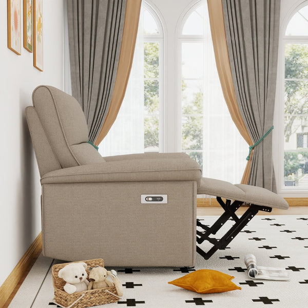 English Elm Power Lift Recliner Velvet Chair with Extended Footrest and Cup Holders for Elderly W1028S00062
