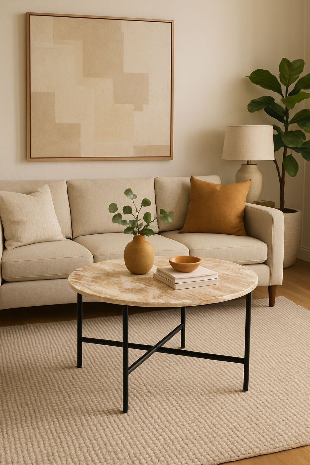 English Elm Brown Marble Nesting Table Set With Grey Metal Frame | Chic & Durable Accent Table For Any Space B346P320743