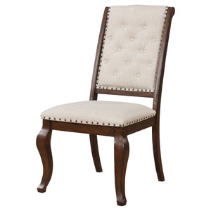 English Elm Traditional Tufted Dining Chair Set of 2 with Nailhead Trim, Upholstered Comfort and Antique Java Finish Brown,Cream 44.3 L x 21.46 W x 16.34 H B011P311399