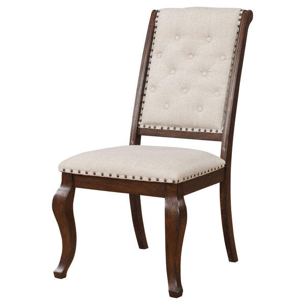 English Elm Traditional Tufted Dining Chair Set of 2 with Nailhead Trim, Upholstered Comfort and Antique Java Finish Brown,Cream 44.3 L x 21.46 W x 16.34 H B011P311399