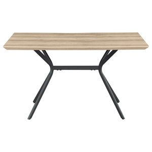 English Elm Hanover 53" Light Brown Composite Wood Dining Table with Flared V Metal Legs, Modern Melamine Finish B062S00608