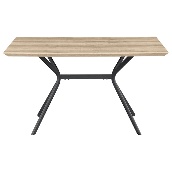 English Elm Hanover 53" Light Brown Composite Wood Dining Table with Flared V Metal Legs, Modern Melamine Finish B062S00608