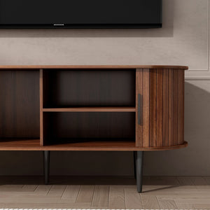 English Elm Tv Stand, 47" Mid-Century Modern Console With Sliding Door & Ample Storage For Home & Office Use W2641P329199-GIGA