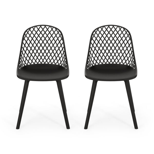 English Elm Christopher Knight Home® - LILY Outdoor Dining Chair with Weather-Resistant Polypropylene, Diamond Mesh Design for Durability Black 27.5 L x 21.2 W x 20.3 H 69070.00