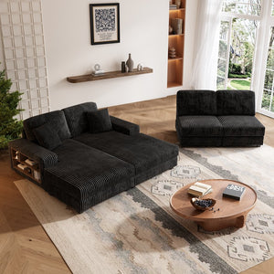 English Elm Convertible Corduroy Sleeper Sofa Chair - Oversized Modern Lounge, Plush Comfort For Guests & Home W1793S00034