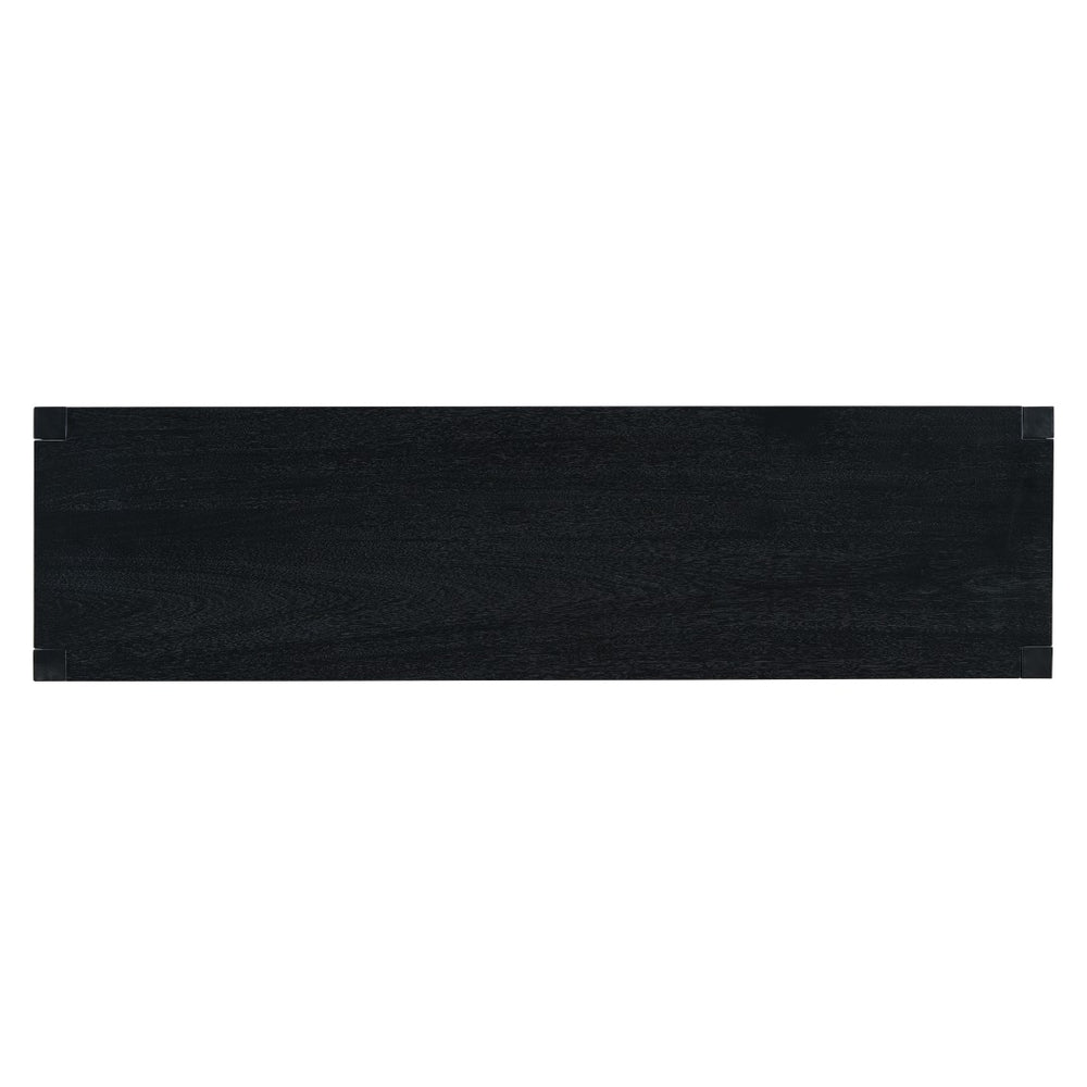 English Elm U_Style 60'' Acacia Veneer Console Table - Stylish X-Base With 4 Drawers & Open Shelf For Versatile Storage N711P289747B-GIGA