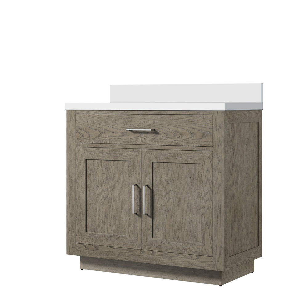 English Elm Grey Oak Single Bath Vanity With Cultured Marble Top - Elegant Design, Soft-Close Doors, Easy Install B2731P257679