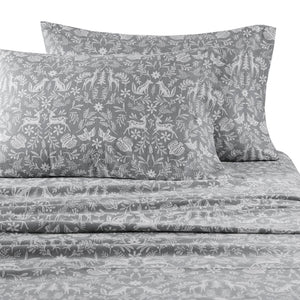 JLA Home Beautyrest - 4 Piece Sheet Set Oversized 100% Cotton Flannel – Super-Soft Brushed Finish, OEKO-TEX Certified Warmth Sage Winter Fauna BR20-4676