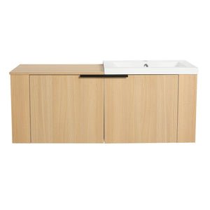 English Elm 48 Modern Bathroom Vanity Sink Combo with Soft-Close Doors, Engineered Wood, Spacious Storage, Easy Assembly Oak W1972S00013