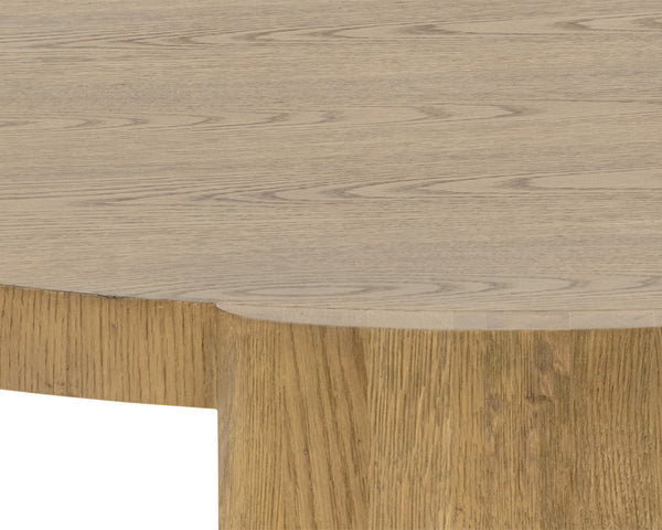 Sunpan Alouette Round Coffee Table - Modern Design with Light Brown Oak Veneer Top and Unique Character Aged Oak V1