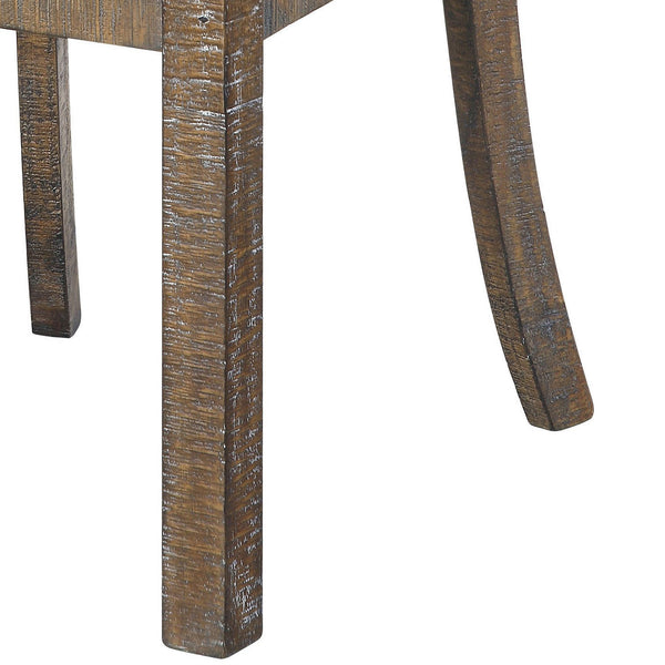 English Elm Weathered Cherry Open Scroll Side Chairs Set of 2 with Black PU Cushions — Stylish, Comfortable Design B062P186536