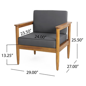 English Elm Christopher Knight Home® - GAVIN Acacia Club Chair Dark Grey with Water-Resistant Cushions, Slat Wood Design, 29"W x 27"D 67311.00DGRY