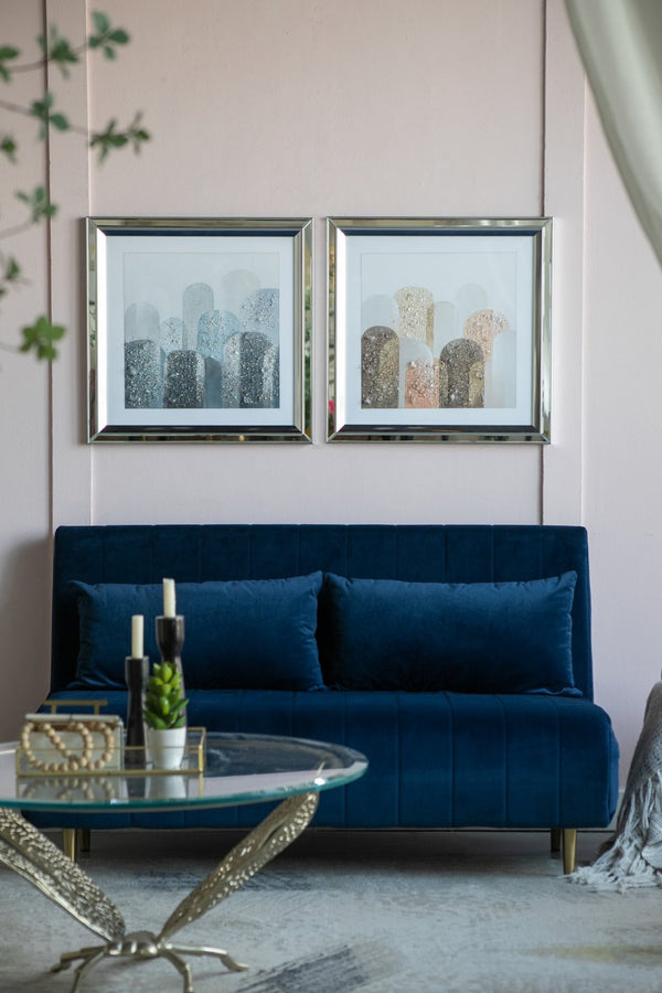 English Elm S/2 Kaiden Crystal Mirror Framed Wall Art - Striking Night & Day Design On Golden Background W2078P318309-GIGA