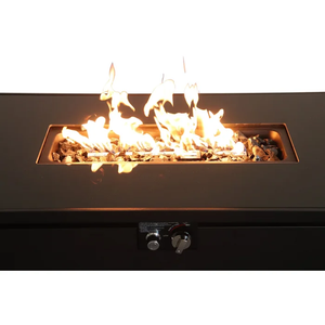English Elm 25" Black Steel Outdoor Fire Pit Table with Lid, Stainless Top, Lava Rocks, Cover & Side Door B120P205629
