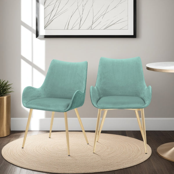 English Elm Avery Mid-century Upholstered Dining Chair with Gold Metal Legs for Modern Interiors B2736P464860