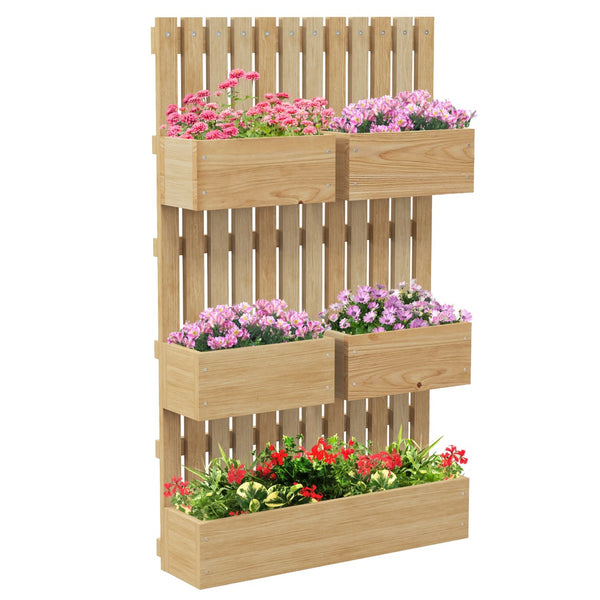 English Elm Outsunny 5-Box Vertical Garden Bed With Adjustable Trellis For Climbing Plants & Flowers, 39" Tall W2225P174435-GIGA