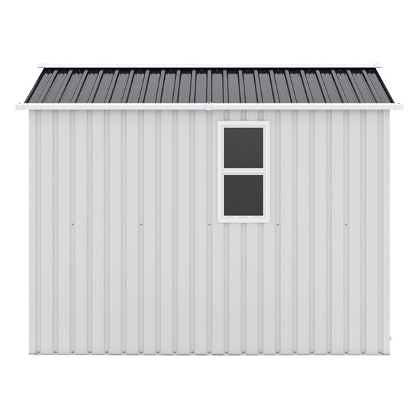English Elm Campcraft 8x6 Outdoor Metal Storage Shed with Lockable Doors and Ventilation for Backyard White W1598S00045