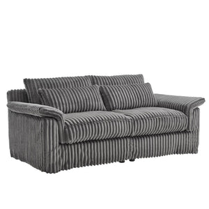 English Elm 74" Corduroy Loveseat Plush 2-seater Sofa with Pillow Arms for Compact Living Spaces Gray W1669P368988