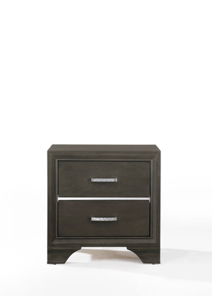 English Elm Carine II Gray Finish Nightstand with 2 Smooth-Glide Drawers, English Dovetail, Sturdy Wooden Legs B2726P261748