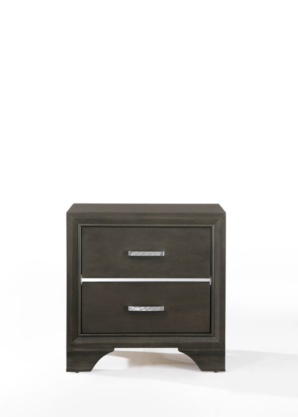 English Elm Carine II Gray Finish Nightstand with 2 Smooth-Glide Drawers, English Dovetail, Sturdy Wooden Legs B2726P261748