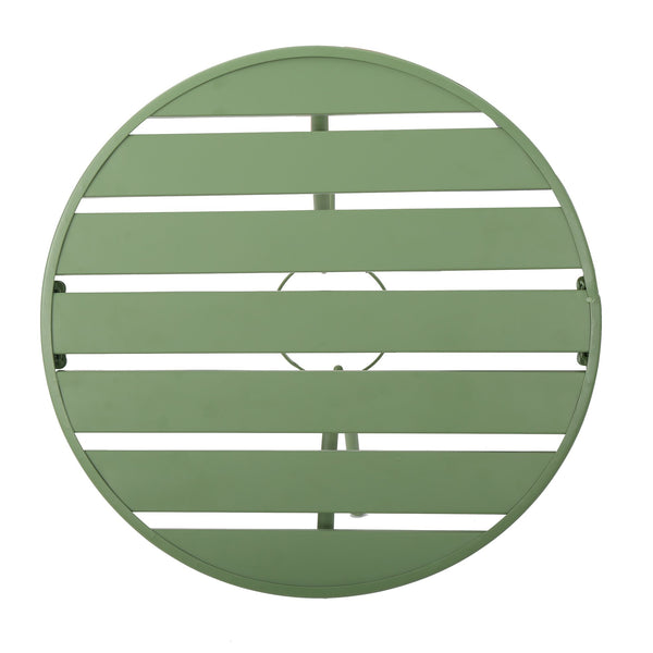 English Elm Christopher Knight Home® - COLMAR 3-Piece Metal Bistro Set for Patio — Weather-Resistant Iron Table & Stackable Armchairs, Slatted Design Green 56558.00MCG