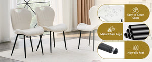 English Elm Set of 4 Olive Fabric Dining Chairs Ergonomic Cushion Black Steel Frame Modern White+Black W1151P454887
