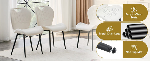English Elm Set of 4 Olive Fabric Dining Chairs Ergonomic Cushion Black Steel Frame Modern White+Black W1151P454887