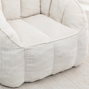 English Elm Giant Corduroy Bean Bag with Armrests Shredded Foam Lounge Chair for Living Room Beige W2200P442622