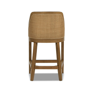 English Elm Jennifer Taylor Home - Charleston 27" Oak Counter Stool with Cane Back & Performance Fabric, Taupe Beige, Durable Comfort B2719P372713