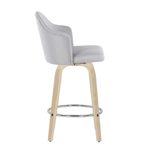 English Elm Ahoy Mid-Century Modern Counter Stool Set Of 2 With Light Grey Fabric & Natural Wood Legs - Stylish Comfort B202S00170