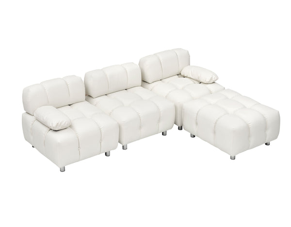 English Elm A 90.60-inch Leathaire Fabric White Sofa – Waterproof, Stain & Cat Scratch Resistant, Space-Saving Four-Seater W1658S00157