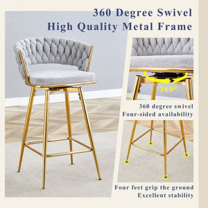 English Elm 2-person Tempered Glass Bar Table Set with Swivel Upholstered Chairs for Kitchen Dining Antique Grey White,Gold,Transparent W2920S00121