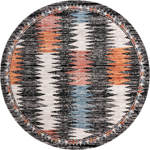 Unique Loom Aramis Landon Machine Made Tribal Rug Multi, Black/Ivory/Light Blue/Terracotta/Orange 10' 0" x 10' 0"