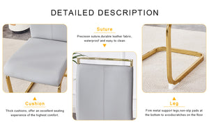 English Elm Table Elegance: 71"X35.4" Clear Glass Dining Set With 8 Light Gray Pu Chairs & Golden Legs W1151S02366-GIGA