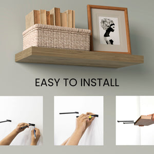 English Elm Floating Shelves - Macadamia Beige Set Of 2, Modern Minimalist Design For Stylish Home Decor B097P369447