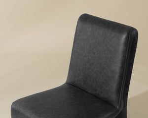 Sunpan CASCATA Dining Chair - Luxurious Marseille Black Leather with Sculptural Design for Comfort & Style 111293