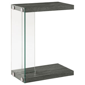 English Elm Sampson Weathered Grey C-Shape Side Table — Rustic Engineered Wood, Space-Saving Slide-Under Design, Durable Finish B062P328686