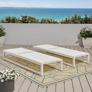English Elm Christopher Knight Home® - MODESTA Chaise Lounge Set with Rust‑Resistant Aluminum Frame, Breathable Mesh, 5‑Position Adjustable Comfort White 62397.00WHIMP2