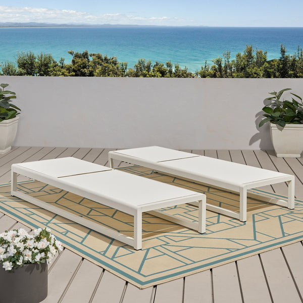 English Elm Christopher Knight Home® - MODESTA Chaise Lounge Set with Rust‑Resistant Aluminum Frame, Breathable Mesh, 5‑Position Adjustable Comfort White 62397.00WHIMP2