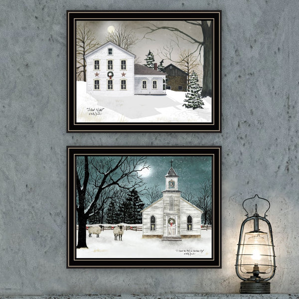 English Elm Trendy Decor 4u Billy Jacobs Silent Night Two Panel Framed Winter Wall Art Set B067P255219