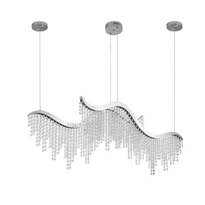 English Elm 36-inch K9 Crystal Wave Chandelier Chrome Led Fixture for Dining Room or Entryway W2312P415979