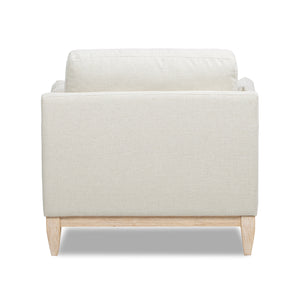 English Elm Jennifer Taylor Home - Pasadena Modern Farmhouse Accent Arm Chair 36" Flax White Linen, Rubberwood Base, Removable Cushions B2719P358855