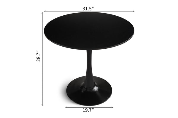 English Elm Round Round Dining Table 31.5" Black Tulip Design Modern Pedestal Table for Small Spaces, Seats 2-4 W2720P204035