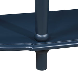 English Elm Retro Curved Wood Console Table 52" Half Moon Entry Table with Solid Pine Frame, 2 Drawers & Shelf, Distressed Finish, Easy Assembly Navy Blue W1202P178627