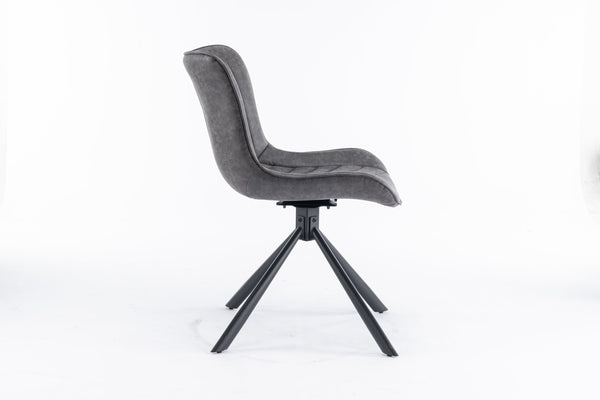 English Elm Mid-Century Modern Swivel Wingback Dining Chair Set Of 2 - Elegant Leather Accent Chairs In Dark Gray T3903P405992