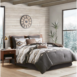 JLA Home Woolrich - Oversized Southwestern Comforter Set with Overfilled Plush Warmth, Reversible Brown Backing & Bedskirt (Queen) WR10-2180